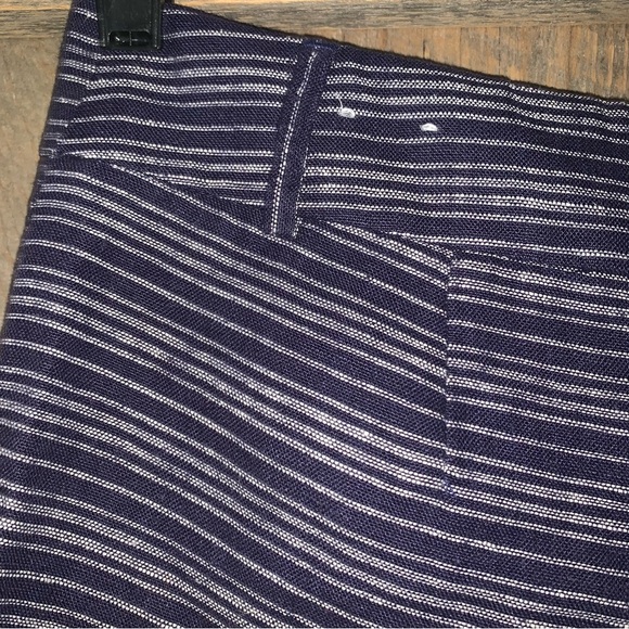 Women’s 4 LOFT Navy Blue White 100% Linen Shorts Zip Fly Smooth Front Pockets EC - Picture 7 of 11